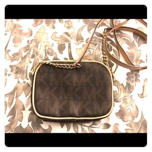 Michael Kos Small Crossbody Brown MK Logo Bag